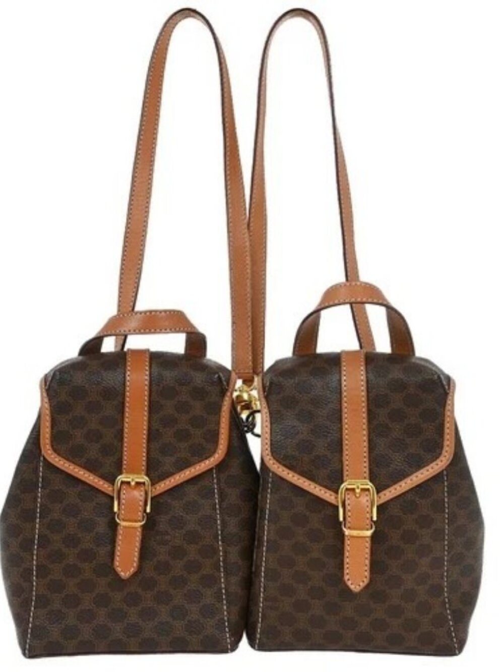 Celine Brown PVC Macadam Twin Backpack M95* 154821